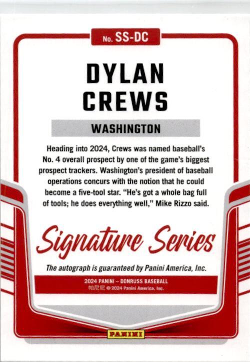 2024 Donruss Signature Series #SS-DC Dylan Crews Washington