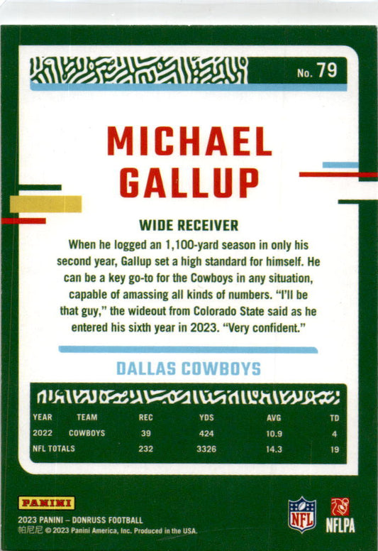 2023 Donruss #79 Michael Gallup Dallas Cowboys