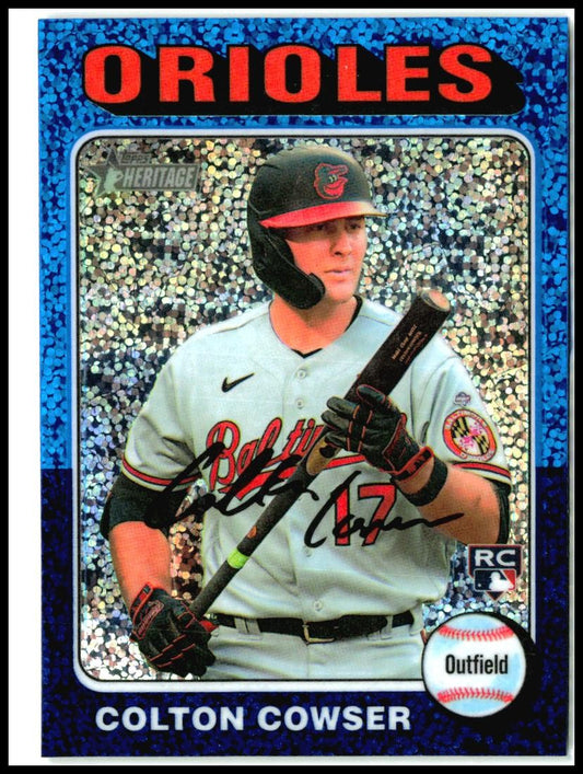 2024 Topps Heritage Chrome Blue Sparkle Refractor #388 Colton Cowser