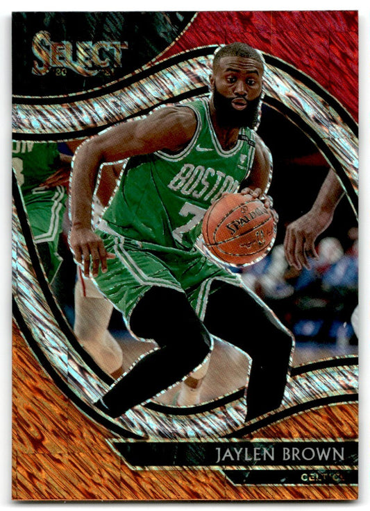 2020-21 Panini Select Red White Orange Shimmer Prizm Jaylen Brown Boston Celtics