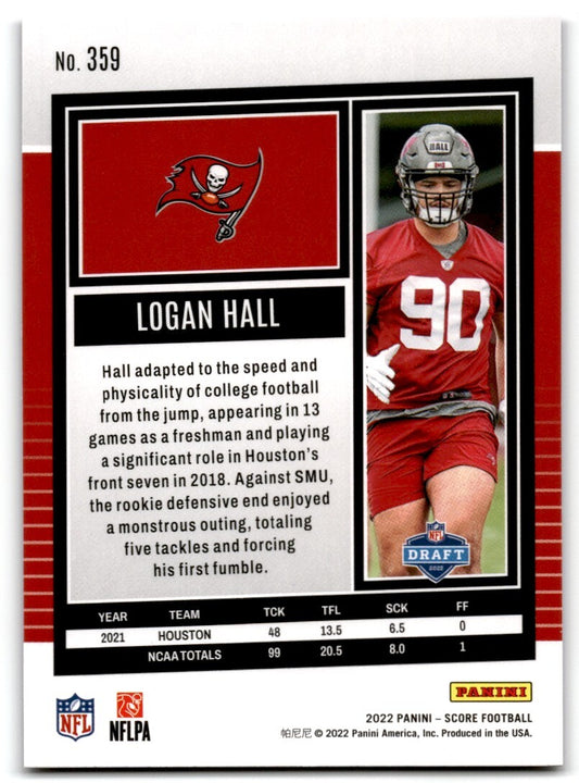 2022 Score Logan Hall Rookie Tampa Bay Buccaneers #359