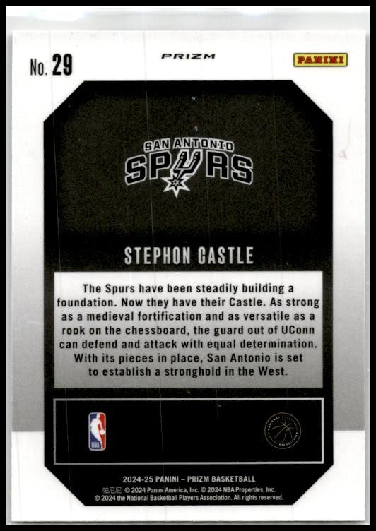 2024-25 Panini Prizm Emergent Prizms Silver #29 Stephon Castle San Antonio Spurs