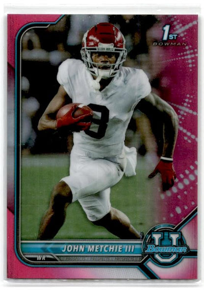 2021-22 Bowman University Chrome Pink #47 John Metchie III Alabama Crimson Tide