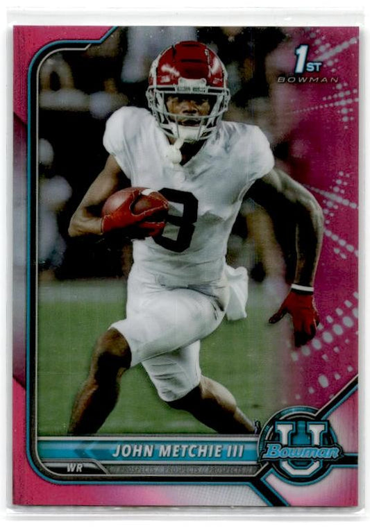 2021-22 Bowman University Chrome Pink #47 John Metchie III Alabama Crimson Tide