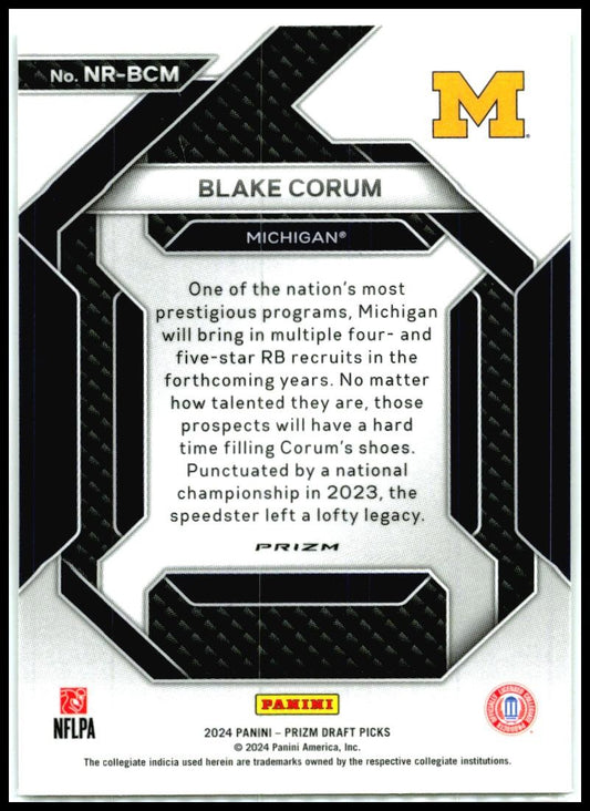 2024 Panini Prizm draft Picks New Recruits Green #NR-BCM Blake Corum Rams