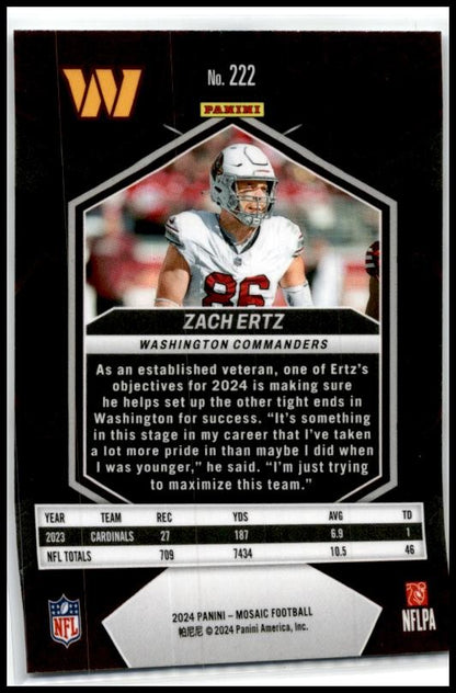 2024 Panini Mosaic #222 Zach Ertz Washington Commanders