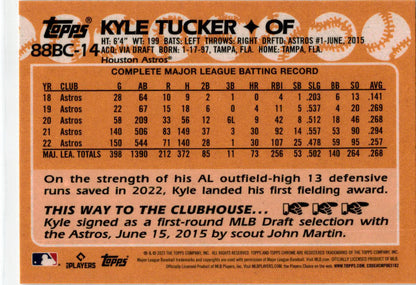 2023 Topps Chrome 1988 Topps Baseball #88BC-14 Kyle Tucker Houston Astros.