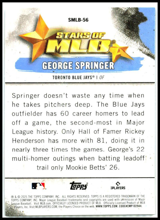 2025 Topps Stars of MLB #SMLB-56 George Springer Toronto Blue Jays