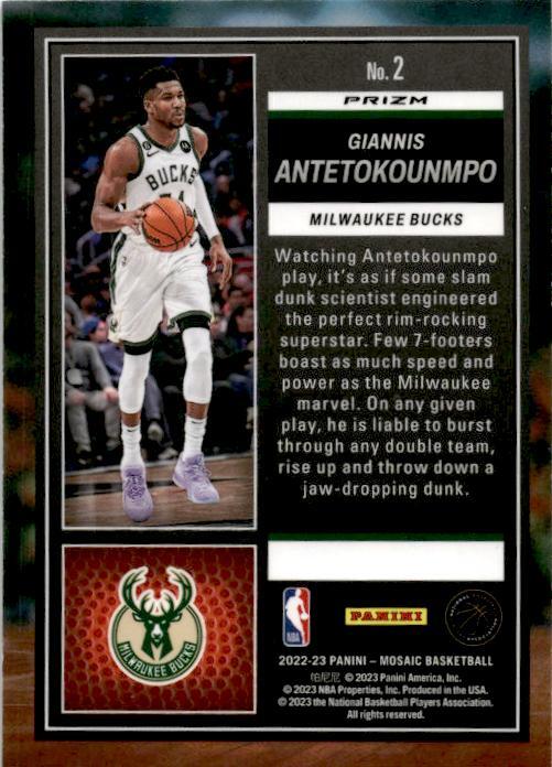 2022-23 Panini Mosaic Jam Masters Mosaic Green #2 Giannis Antetokounmpo Bucks