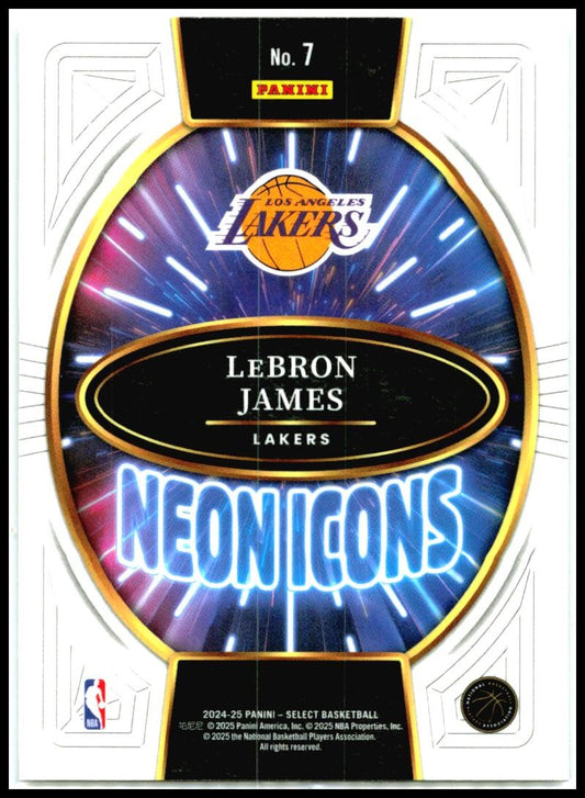 2024-25 Panini Select Neonicons #7 LeBron James Los Angeles Lakers