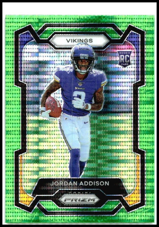 2023 Panini Prizm Neon Green Pulsar #368 Jordan Addison Minnesota Vikings