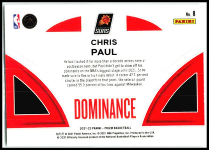 2021-22 Panini Prizm Dominance #8 Chris Paul Phoenix Suns