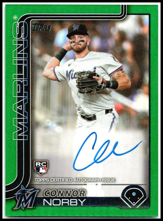 2025 Topps Green Rainbow Foil #132 Connor Norby Auto #/99 Miami Marlins