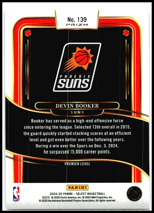 2024-25 Panini Select Orange Flash Prizm #139 Devin Booker Phoenix Suns