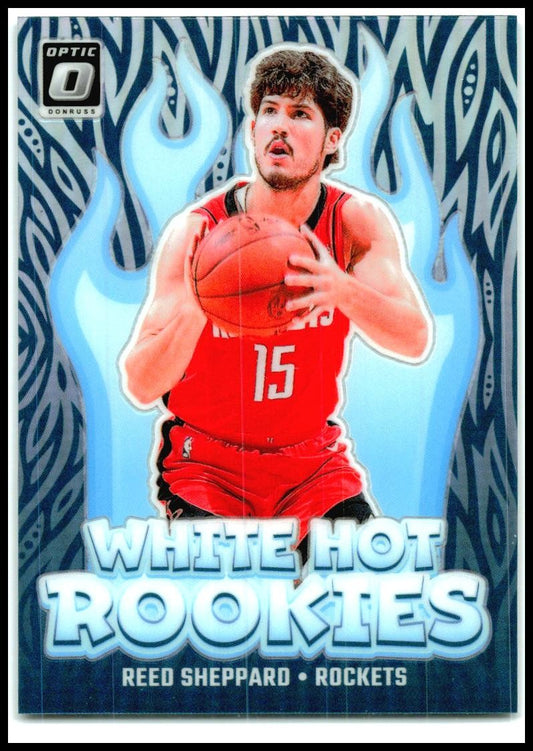 2024-25 Donruss Optic White Hot Rookies Holo #12 Reed Sheppard Houston Rockets