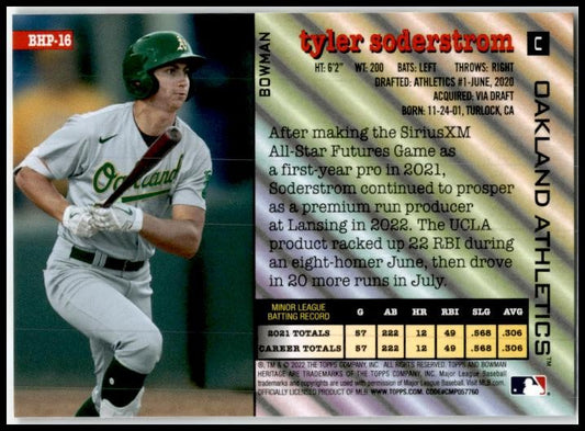 2022 Bowman Heritage Photo Variation #BHP-16 Tyler Soderstrom Oakland Athletics