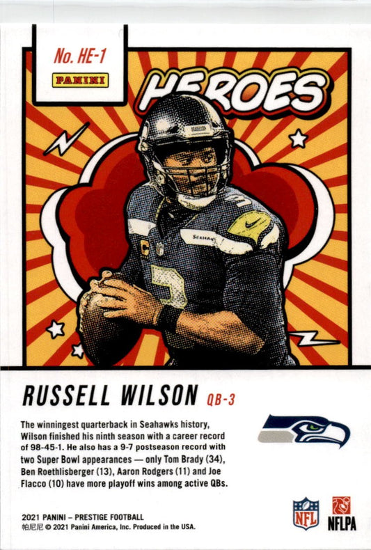 2021 Panini Prestige Heroes #HE-1 Russell Wilson  Seattle Seahawks