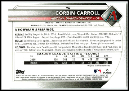 2025 Bowman Chrome Mojo Refractor #96 Corbin Carroll Arizona Diamondbacks