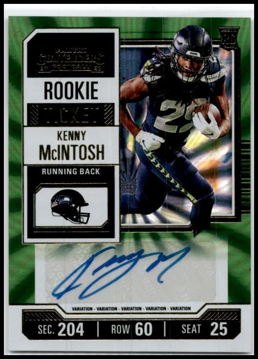 2023 Contenders RC Ticket Auto Var SP Green Laser #150 Kenny McIntosh Auto