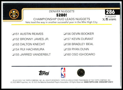2025-26 Topps Sandglitter #286 5280!: Championship Duo Leads Nuggets Denver