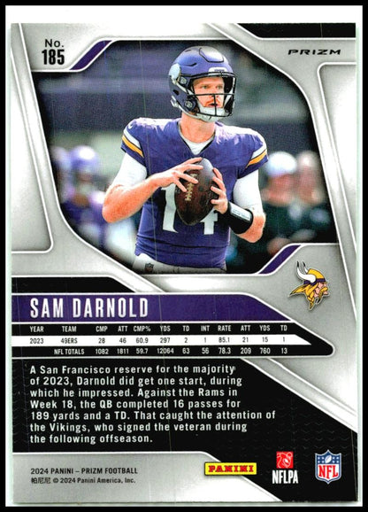 2024 Panini Prizm Neon Green Pulsar #185 Sam Darnold Minnesota Vikings