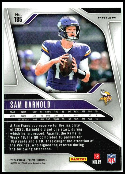 2024 Panini Prizm Neon Green Pulsar #185 Sam Darnold Minnesota Vikings