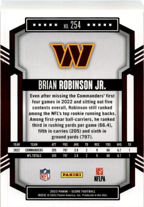 2023 Score Gold #254 Brian Robinson Jr. Washington Commanders