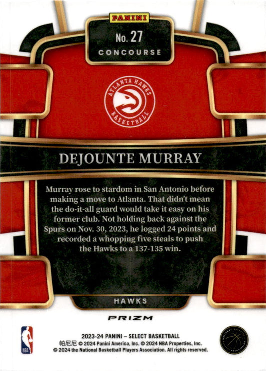 2023-24 Select Green White Purple Prizms #27 Dejounte Murray Atlanta Hawks