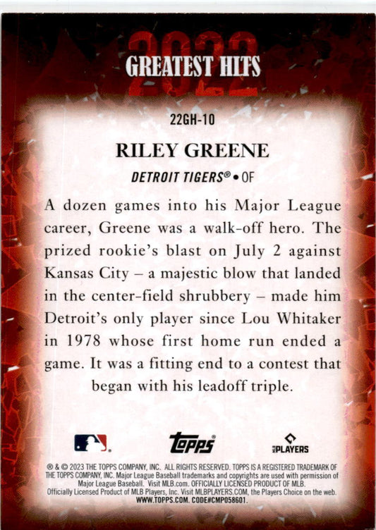 2023 Topps 2022 Greatest Hits #22GH-10 Riley Greene