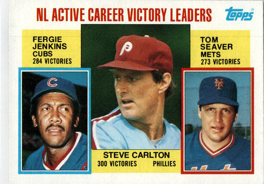 1984 Topps #706 NL Active Career Victory Leaders (Steve Carlton / Fergie Jenkins