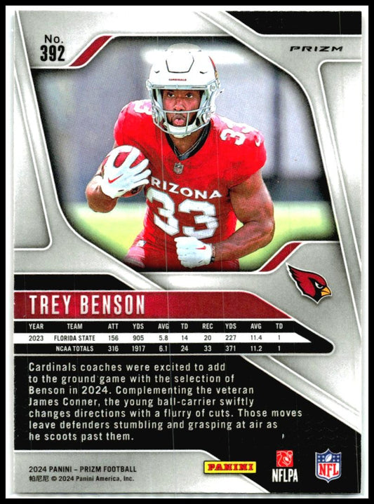 2024 Panini Prizm Lazer #392 Trey Benson Rookie Arizona Cardinals