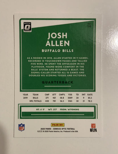 Josh Allen 2020 Panini Donruss Optic  #14 | Buffalo Bills