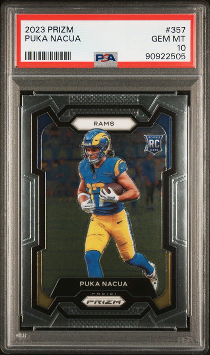 2023 Panini Prizm #357 Puka Nacua Los Angeles Rams PSA 10