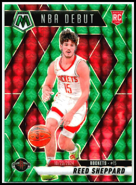 2024-25 Panini Mosaic Green #252 Reed Sheppard Houston Rockets