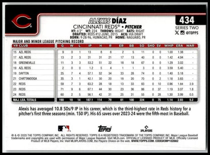 2025 Topps Sandglitter #434 Alexis Díaz Cincinnati Reds