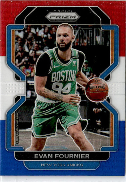 2021-22 Panini Prizm Red White and Blue #153 Evan Fournier New York Knicks