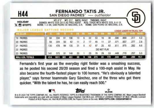 2024 Topps Holiday #H44 Fernando Tatis Jr. San Diego Padres