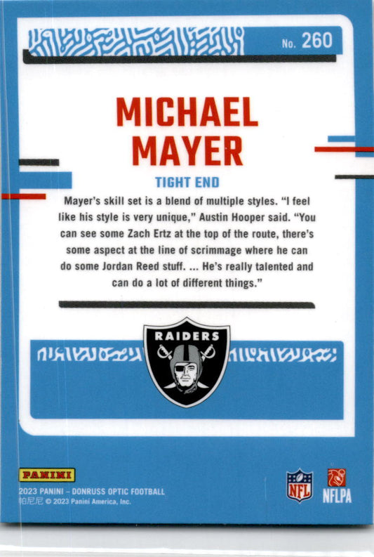2023 Donruss Optic #260 Michael Mayer Rookie Las Vegas Raiders