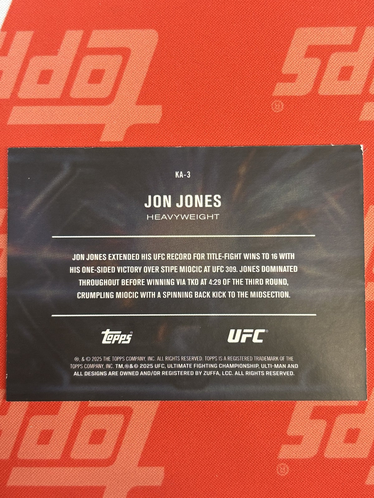 2025 Topps Knockout UFC Knockout Artists #KA-3 Jon Jones