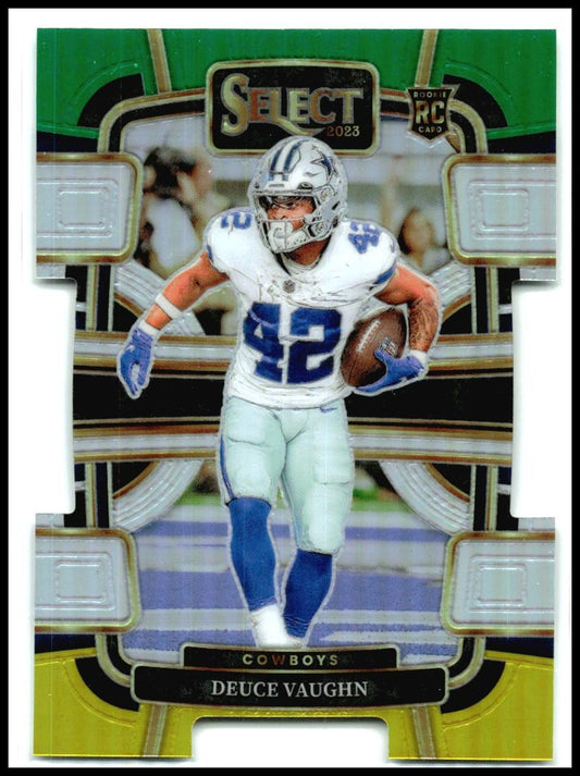 2023 Select Green and Yellow Prizms Die Cuts #28 Deuce Vaughn Rookie Dallas