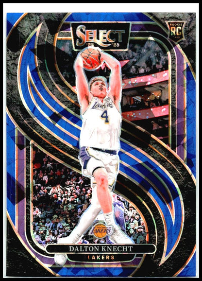 2024-25 Panini Select Blue Cracked Ice Prizm #186 Dalton Knecht Rookie Lakers