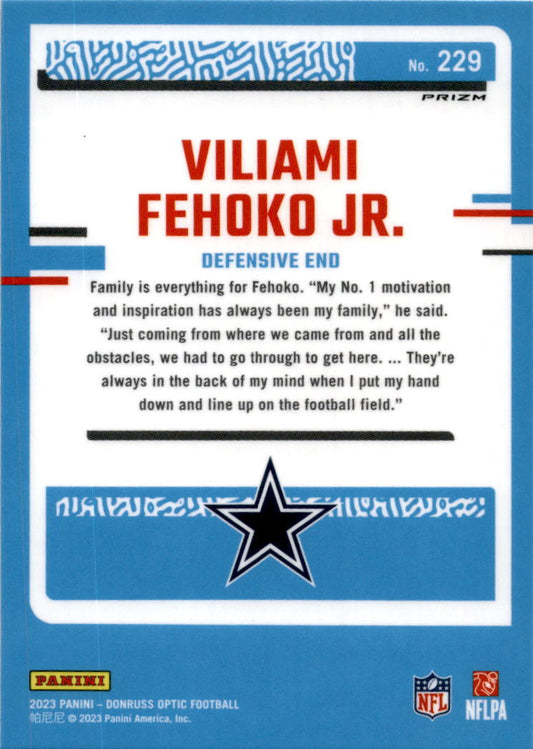 2023 Donruss Optic Green Hyper #229 Viliami Fehoko Jr. Dallas Cowboys