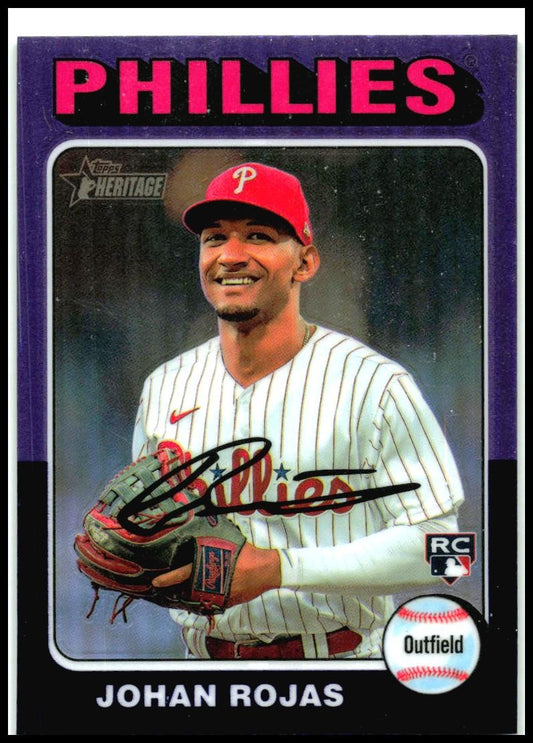 2024 Topps Heritage Chrome Purple Refractor #171 Johan Rojas Rookie Phillies