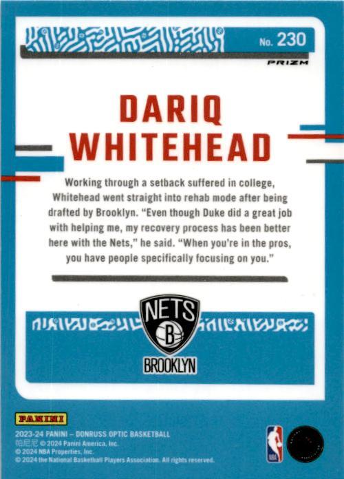2023-24 Donruss Optic Hyper Green #230 Dariq Whitehead Rookie Brooklyn Nets
