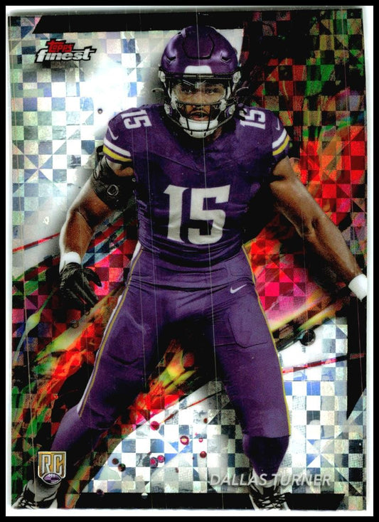 2024 Finest Checkerboard Refractor #56 Dallas Turner Rookie Minnesota Vikings