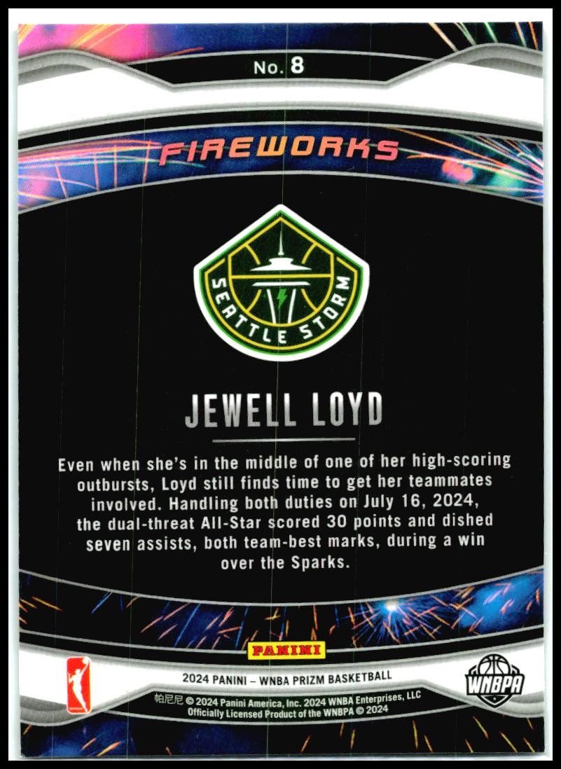 2024 Panini Prizm WNBA Fireworks #8 Jewell Loyd Seattle Storm