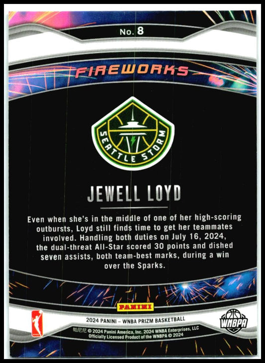 2024 Panini Prizm WNBA Fireworks #8 Jewell Loyd Seattle Storm