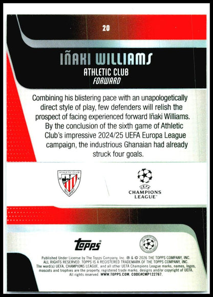 2025-26 Topps UEFA Club Competitions Raindrops #20 Iñaki Williams Bilbao