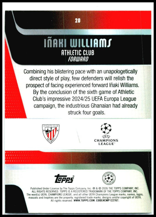 2025-26 Topps UEFA Club Competitions Raindrops #20 Iñaki Williams Bilbao