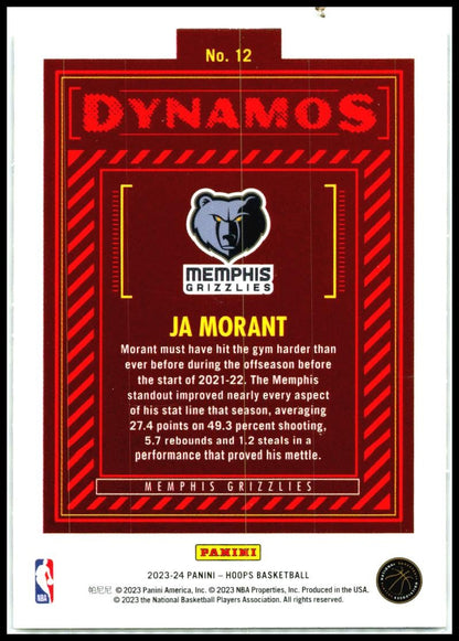 2023-24 Hoops Dynamos Holo #12 Ja Morant Memphis Grizzlies